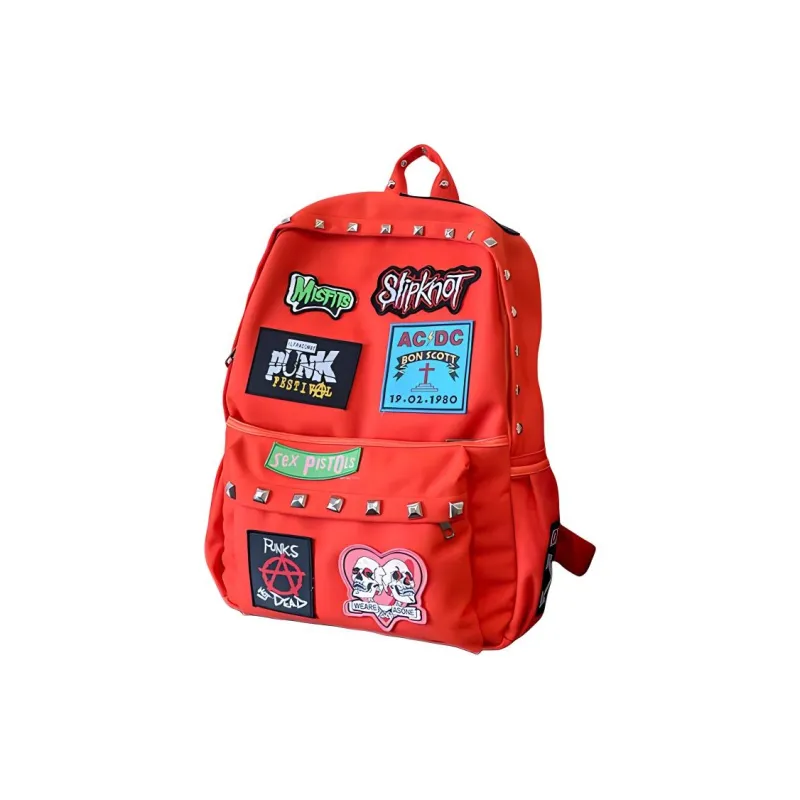 Yalu Canvas Canvas Bag Backpack Large Size Unisex Orange/Black-1