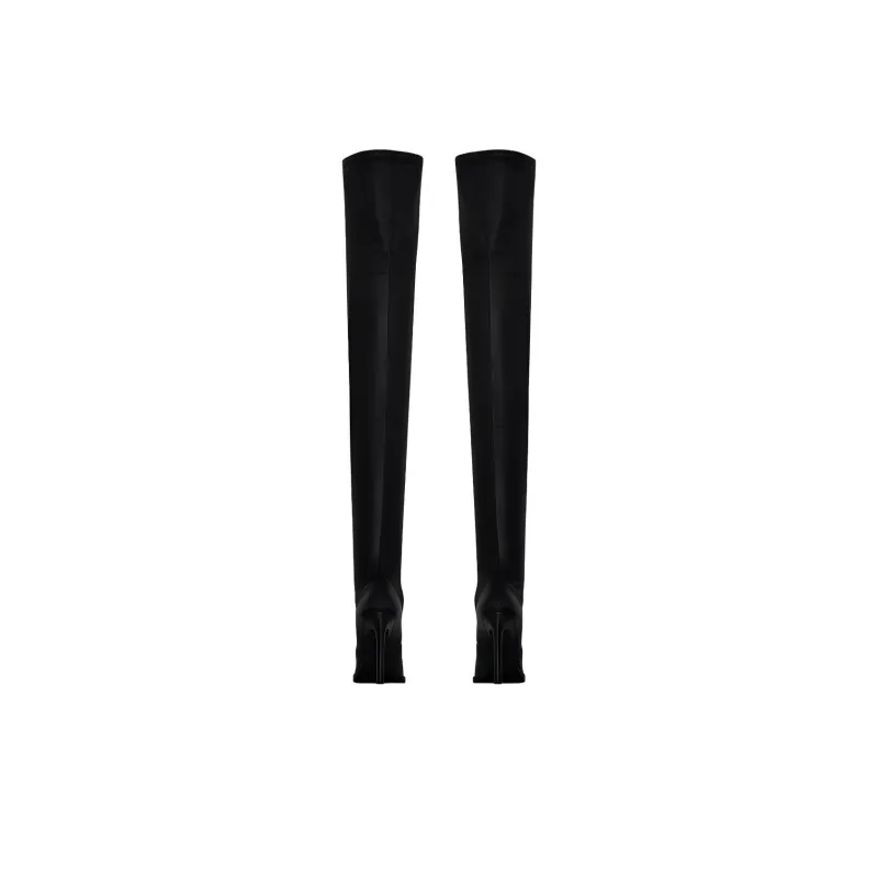 SAINT LAURENT NINA Over-the-knee Boots 11cm Women's Black-3