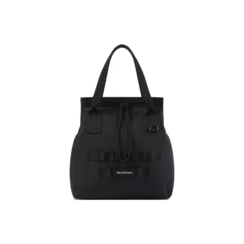 Balenciaga Army Recycled Nylon Tote Bag Shopping Bag Shoulder Bags Small Size Men's Black