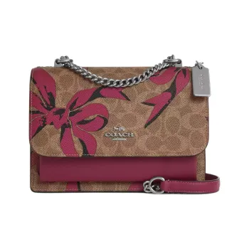 COACH Klare Coated Canvas Crossbody Bag, Shoulder Bag Small Size Women's Tan & Pink