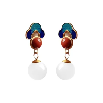 GIRATI Chalcedony Stud Earrings Women's