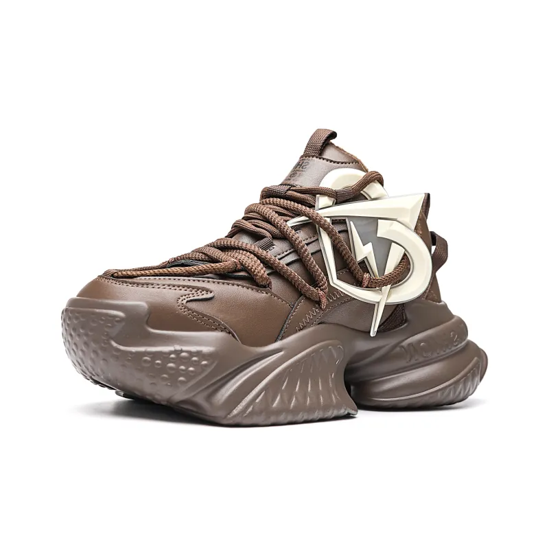 MVA Anti Slip Wear Resistant Breathable Impact Resistant Lightweight Warm Low Top Chunky Sneakers Unisex Brown-2