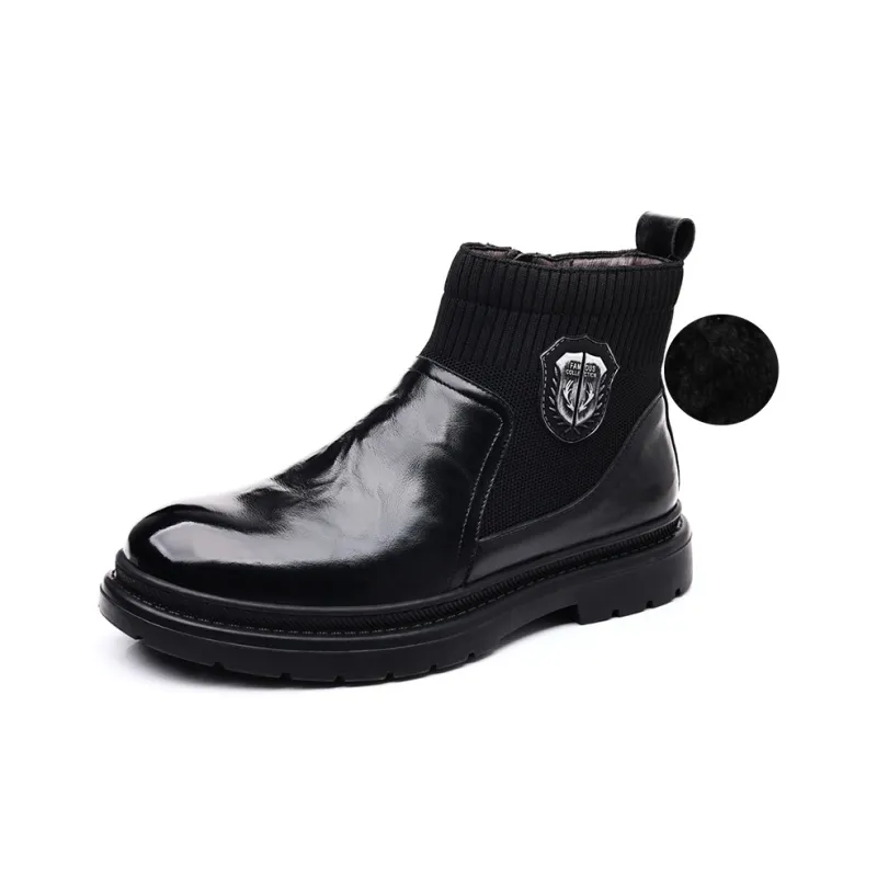 XIAOTOULANG Ankle Boots Men Black/Brown-9