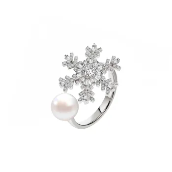 KEYS VIA Copper Alloy Synthetic Cubic Zirconia Faux Pearl Rings Women's