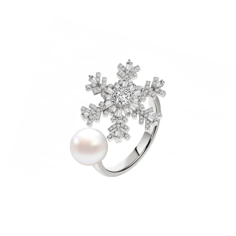 KEYS VIA Copper Alloy Synthetic Cubic Zirconia Faux Pearl Rings Women's-0