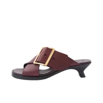 LOEWE Petal Slide Slippers 4cm Women's Burgundy