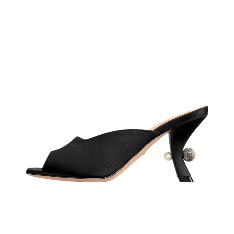 DIOR Tribales Slide Slippers 8cm Women's Black-0