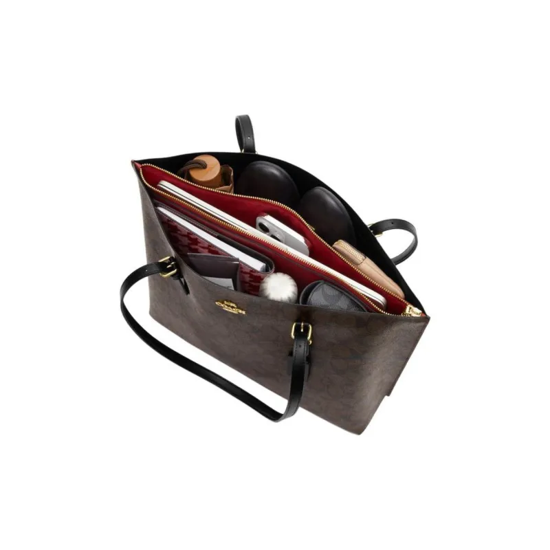 COACH Mollie Leather Tote Bag, Shopping Bag, Handbag, Shoulder Bag Tubas Women's Maple-3