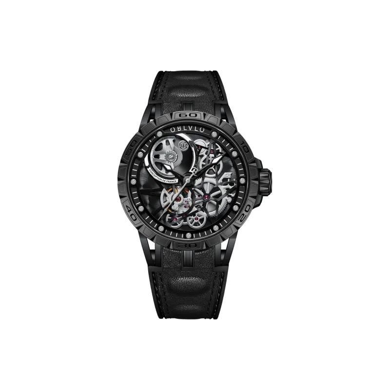 OBLVLO Automatic Mechanical Movement Watch Men's Watches Black Dial-11