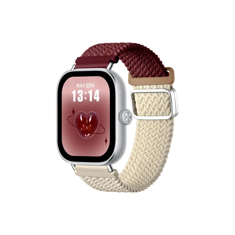 Senior's House Red Beige Compatibility Watch Band 22mm Fabric Material-4