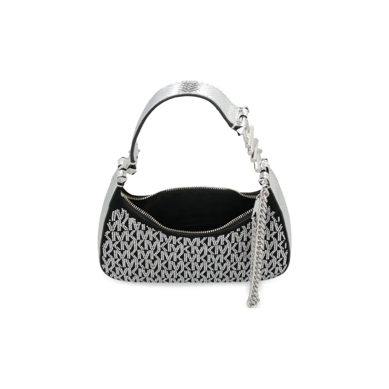MICHAEL KORS Cow Leather And Sheepskin Handbag, Shoulder Bag Small Size Women's Black/Silver Gray-1