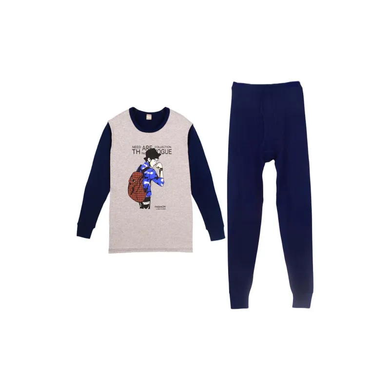 Cotton Gene Thermal Set Men's Navy Blue-0