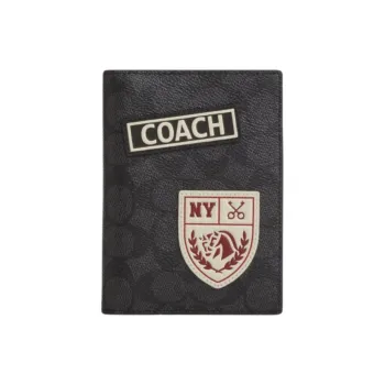 COACH Canvas Card Holder Unisex Charcoal