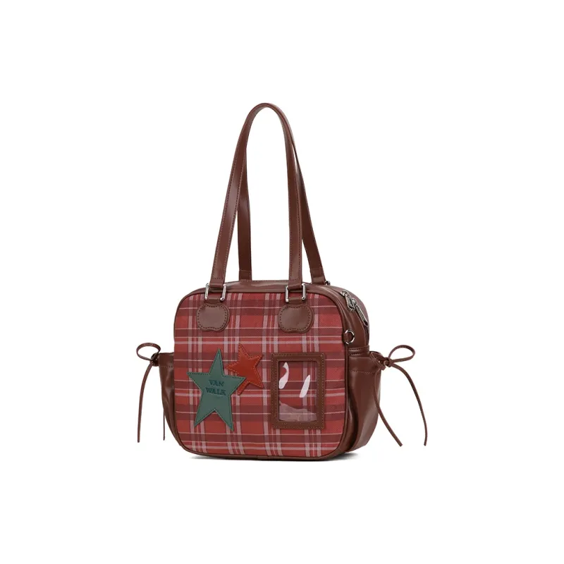 VANWALK PU Shoulder Bag, Tote Handbag Medium Size Women's Dark Chocolate/Caramel Cookies/Vintage Apple-9