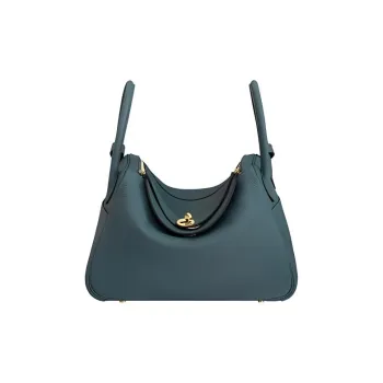 HERMES Lindy Taurillon Clemence Leather Shoulder Bags Handbags Women's Y7 Bleu Orage Hurricane Blue