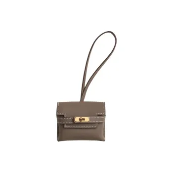 HERMES Gold Plated Pendants Women's Elephant Gray