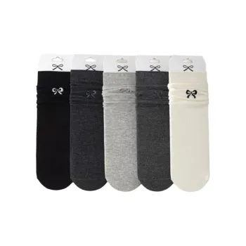 XIANSINIAO Knee High Socks Women's 5 Pack Bowknot Embroidery
