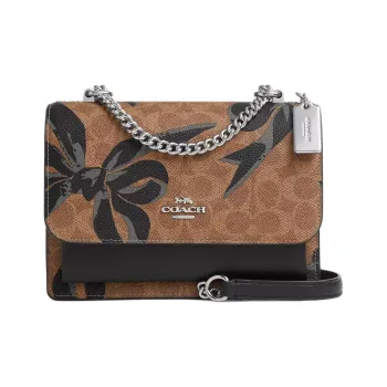 COACH Klare Coated Canvas Crossbody Bag Shoulder Bag Small Size Women's Tan & Black Multicolor
