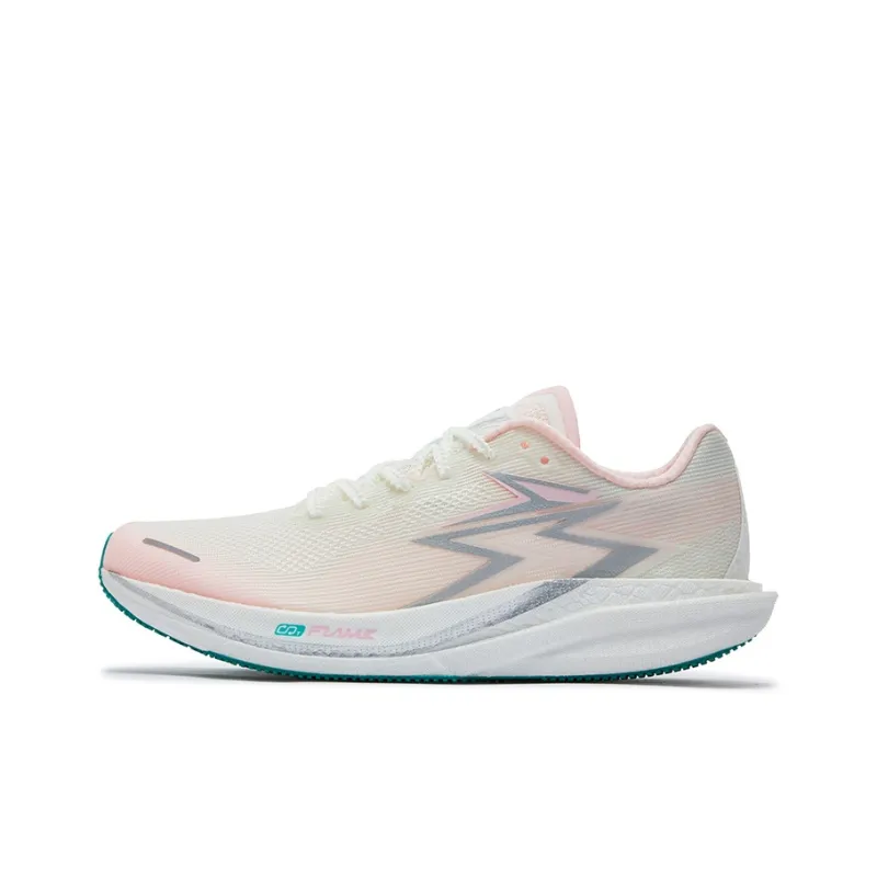 361° Cushioned Slip-Resistant Abrasion-Resistant Breathable Low-Top Running Shoes Unisex White Pink-0