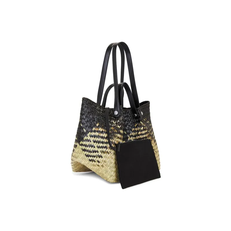 ALLSAINTS Straw One Shoulder Handbags Unisex Beige & Black-2