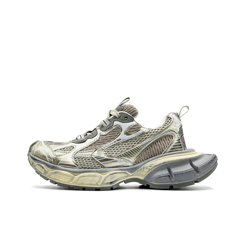 Hong Kong Meng Height Increasing Abrasion Resistant Slip Resistant Low Top Chunky Sneakers Unisex Champagne Distressed-1