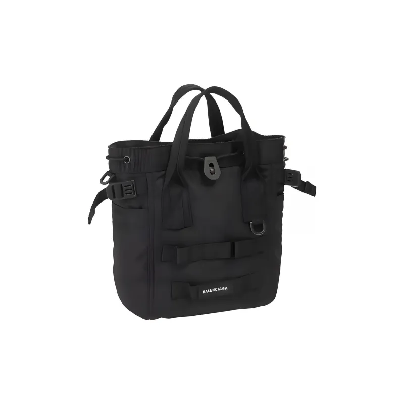 Balenciaga Polyester Handbag Crossbody Bag Shoulder Bag Large Size Women's Black-5