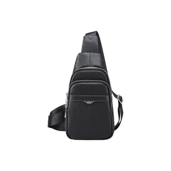 YEARCON Cow Leather Crossbody Bag, Sling Bag Small Size Men's Black