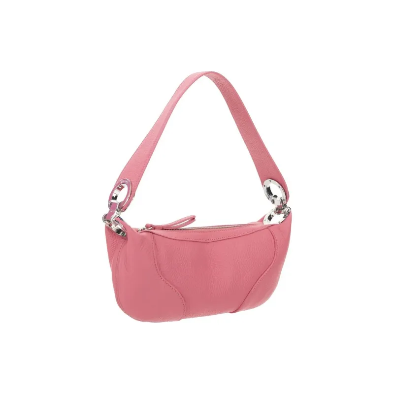 By Far Amira Grained Cow Leather Shoulder Bag Handbag Shoulder Bag Large Size Women's Pink-3