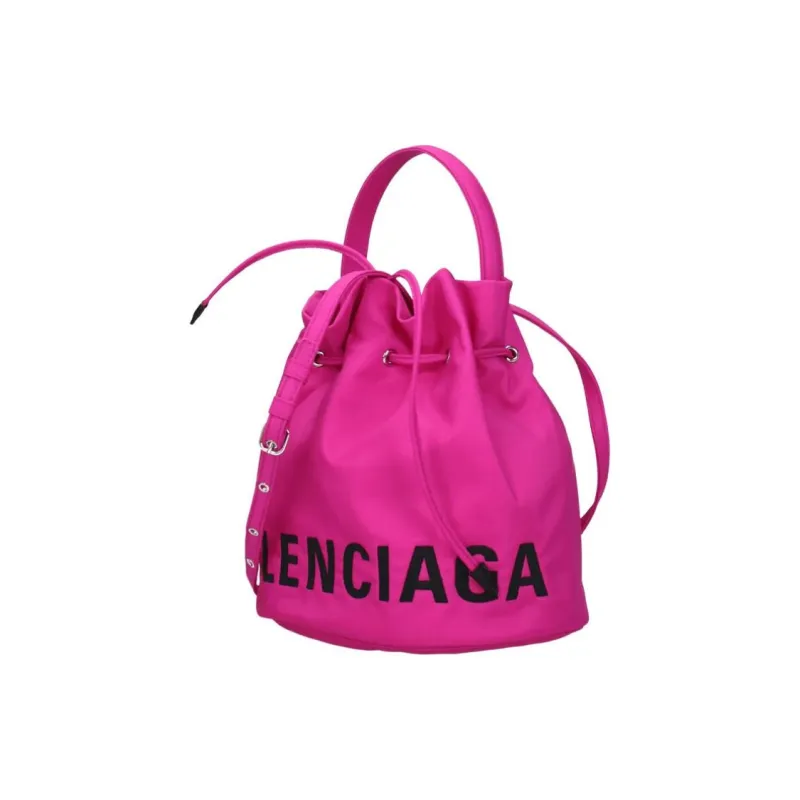 Balenciaga Nylon Bucket Bags Crossbody One Shoulder Handbags Small Size Women's Pink-1