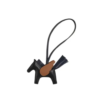 HERMES Lambskin Calfskin Pendants Unisex Black