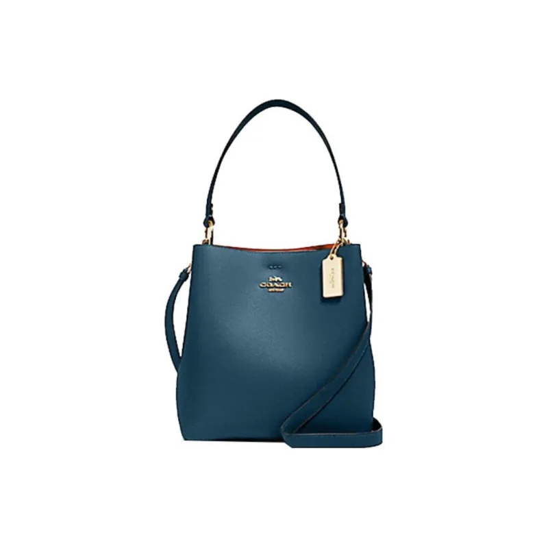 COACH Town Leather Handbag Bucket Bag Shoulder Bag Medium Size Women's Blue-0