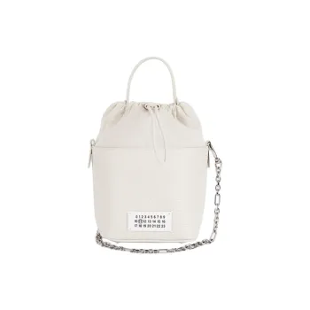 Maison Margiela 5AC Cow Leather Bucket Bag, One Shoulder Handbag Extra Mini Women's White