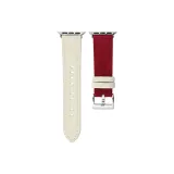 White & Red/Suede & Denim Leather Strap
