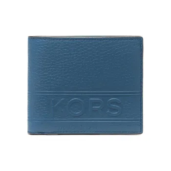 MICHAEL KORS Hudson Litchi Grain Leather Wallet Men's Blue