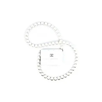 CHANEL Leather Coin Purse Regular Women's White