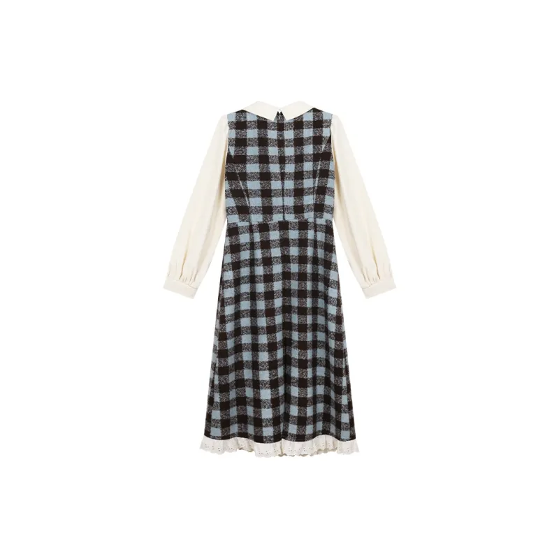 ANNIBUHUO Long-Sleeved Dresses Women's Black White-1