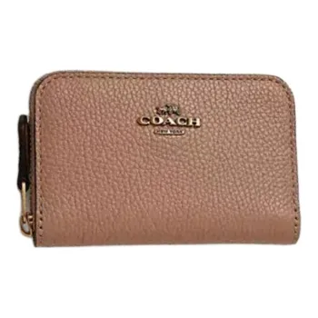 COACH Polished Pebble Leather Wallet Women's Brown