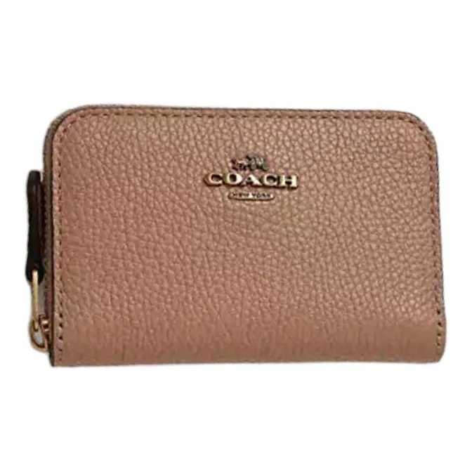 COACH Polished Pebble Leather Wallet Women's Brown-0