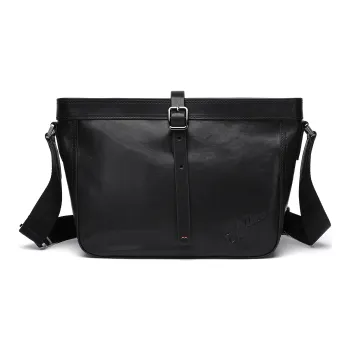 ELLE HOMME Top Grain Cow Leather Crossbody Bag Regular Men's Black