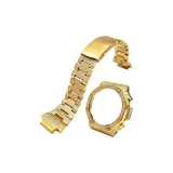 Full Rhinestones Gold Case+Full Rhinestones Gold Steel Band
