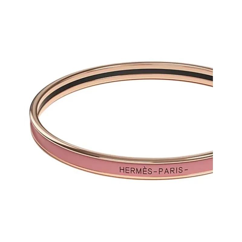 HERMES Enamel Bangles Women's Elegant Rose Pink-2