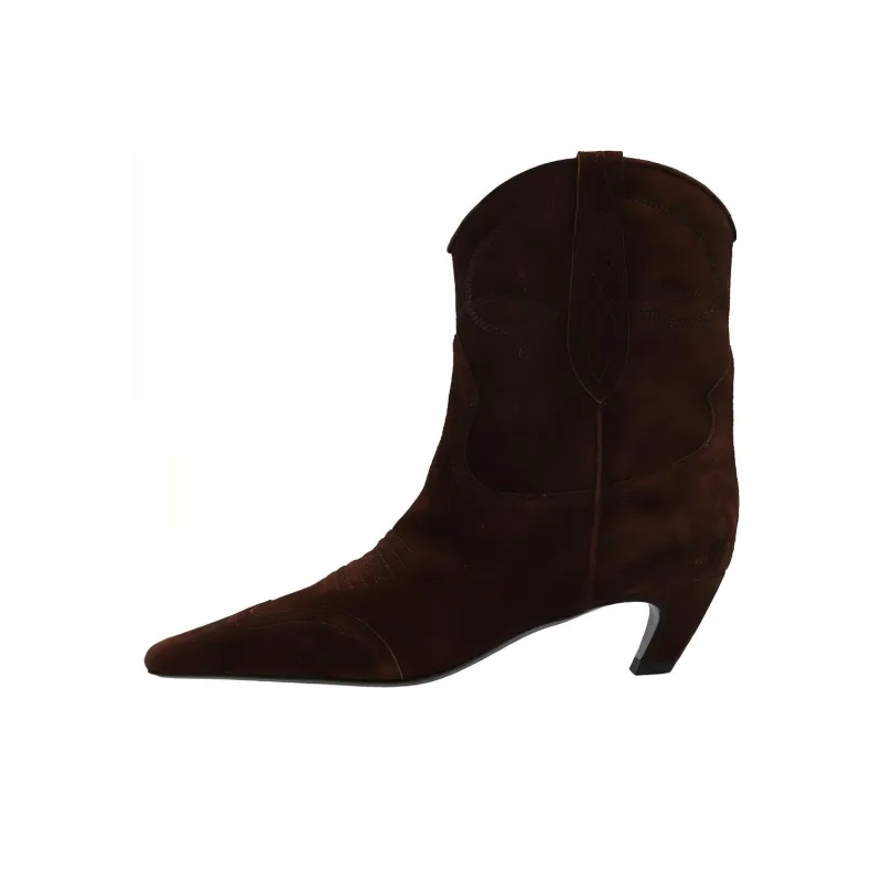 KHAITE Dallas Ankle Boots Women's Dark Brown-0