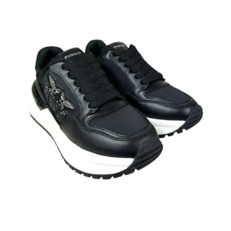PINKO Logo Embellished Gem Sneakers Women's-1