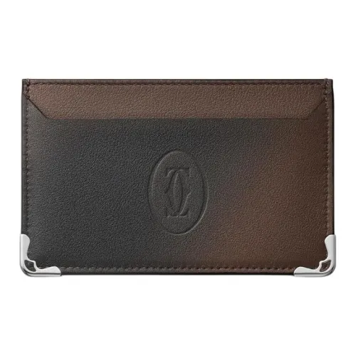 CARTIER Must De Cartier Cow Leather Card Holder Women's Gradient Gray Umber
