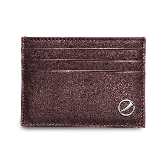 SUPERMERCY One Stroke Series The First Layer Of Calfskin Card Holder Mini Unisex Black/Purple Glaze-15