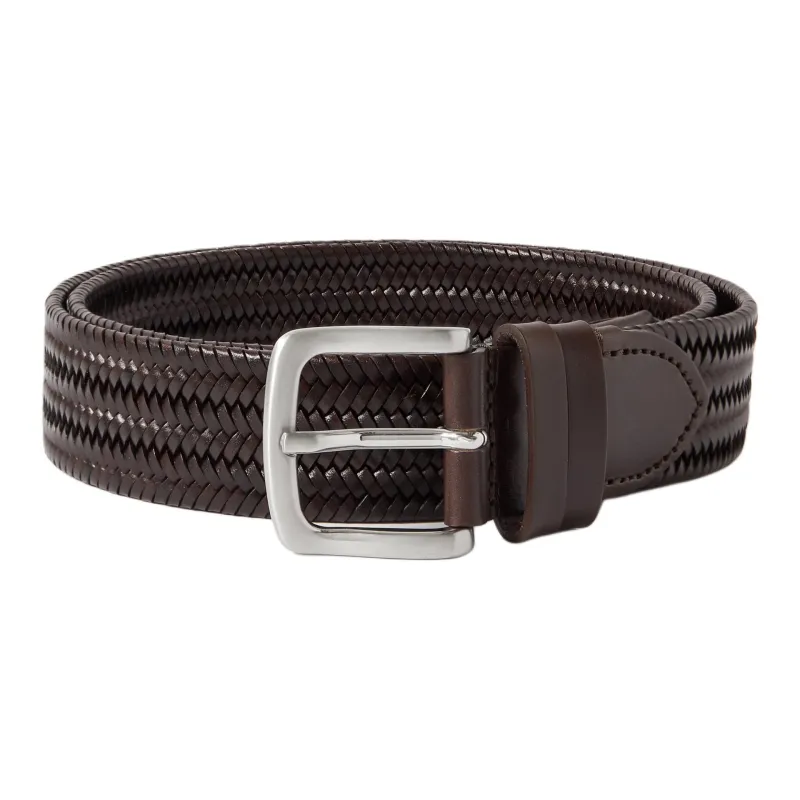 MR P Leather Leather Belts Men's Brown Width 3.5CM-0