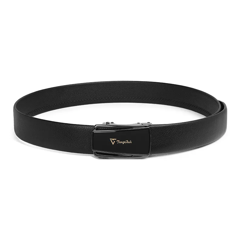 TangGuh Genuine Leather Automatic Buckle Casual Suit Pants With Belt Belt Men's 3.5cm Width-0