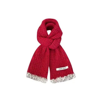 Narandu Polyester Knit Scarves Women's Khaki/Burgundy