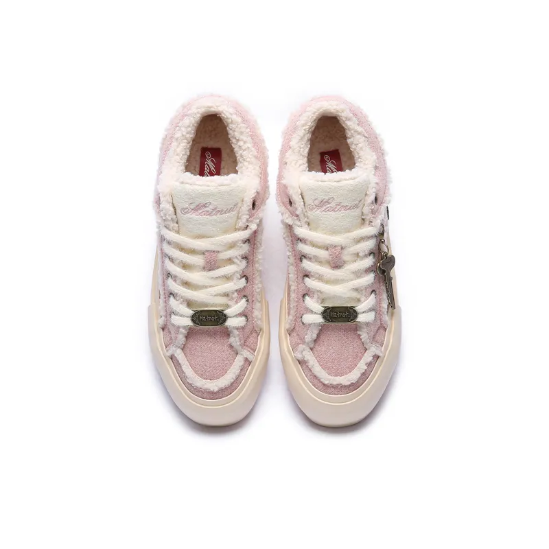MATNUT Height Increasing Slip Resistant Low Top Skateboard Shoes Unisex Pink-3