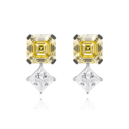 FUNNXI S925 Silver Rhodium-Plated Gold Stud Earrings Women's